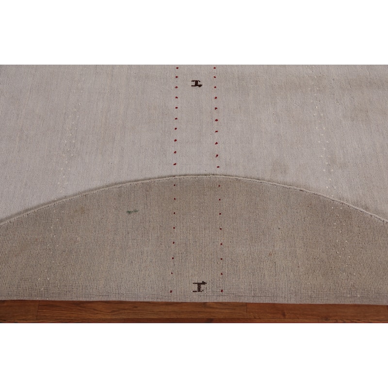Hand Knotted Oriental 100% Wool Carpet Tribal Animal Pictorial Beige & Ivories Gabbeh Area Rug - 7' 11'' X 8' 1''
