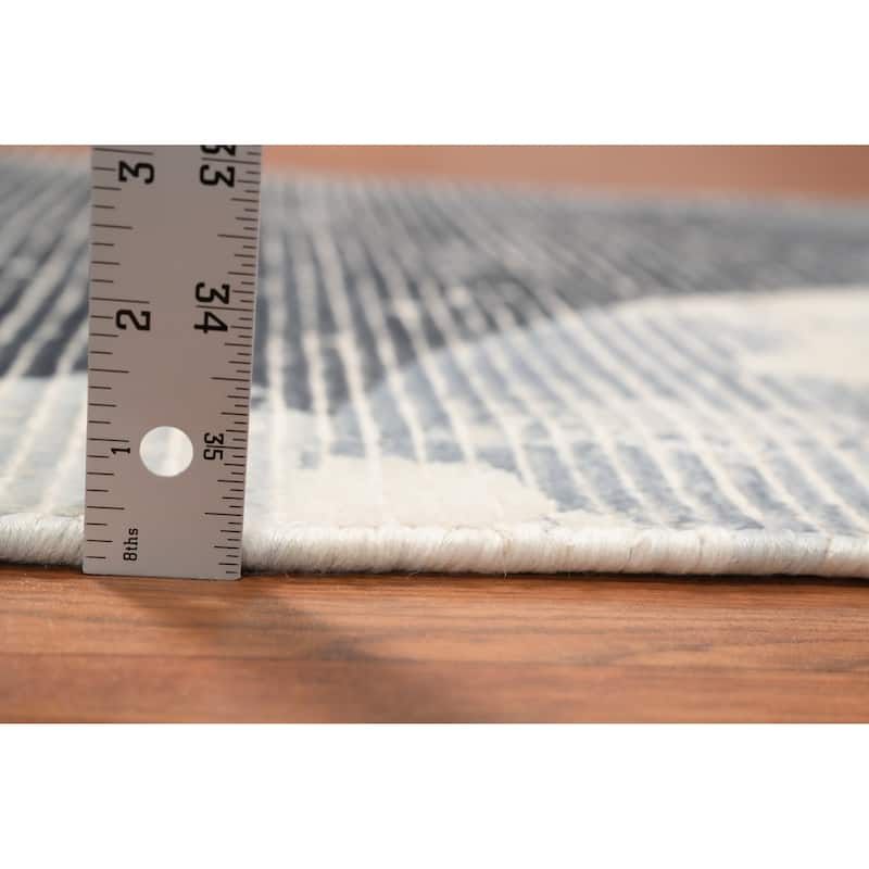 Hand Knotted Oriental Viscose Silk Carpet Modern Pictorial Greys & Charcoal Abstract Area Rug - 4' 0'' X 2' 0''