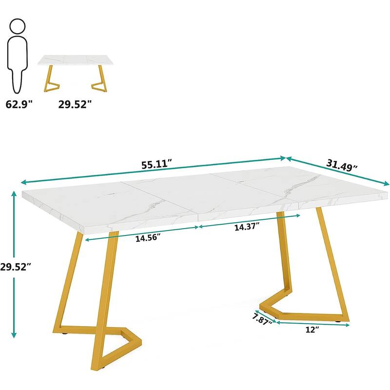 Computer Desk 55 Inches Office Table with Metal Legs for Home Office