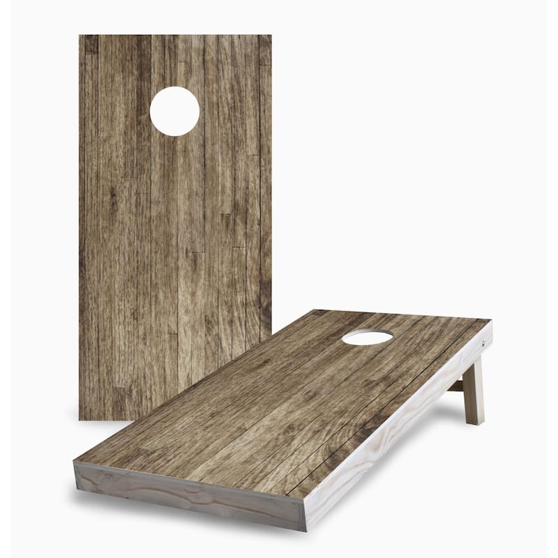 Wood Plank Cornhole Game (Choose Wraps or Boards) - 2x4 Boards (24" x 48") - Include Case + Edge Lights