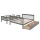 preview thumbnail 3 of 7, Grey Twin Over Full Wood Bunk Bed with Drawers & Stairs