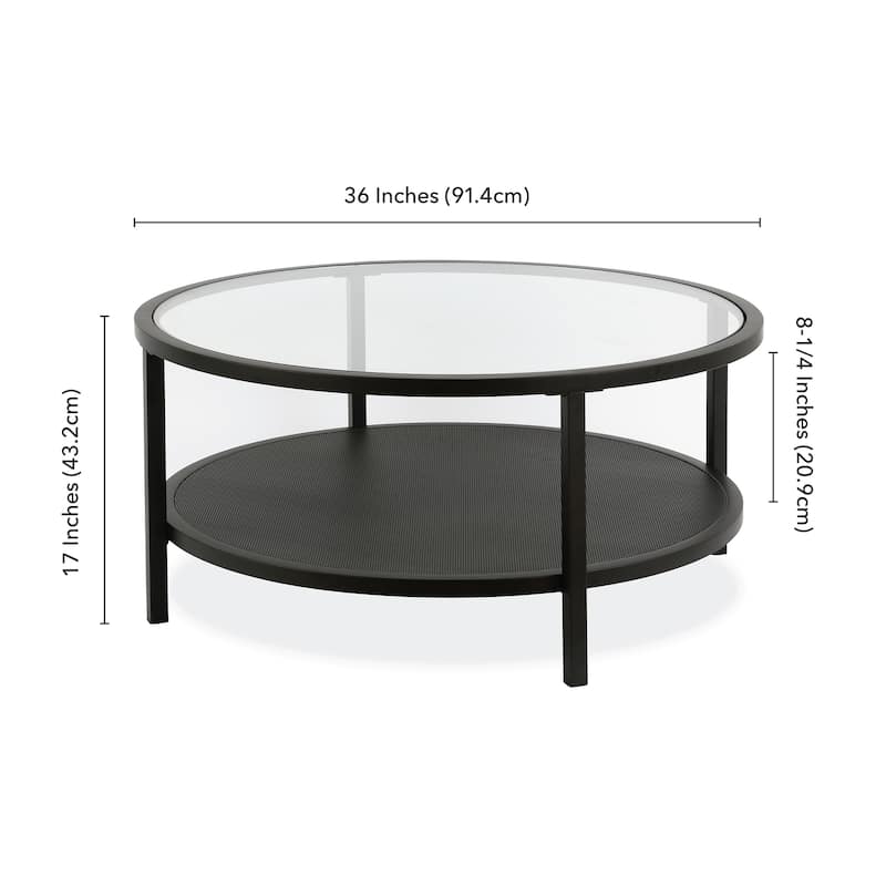 Carbon Loft Mornie Industrial Metal Round Coffee Table in Blackened Bronze
