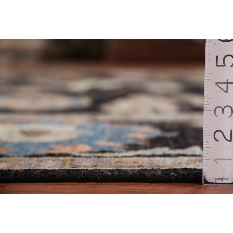 Hand Knotted Oriental 100% Wool Carpet Transitional All-Over Black Oushak Area Rug - 12' 5'' X 9' 0''