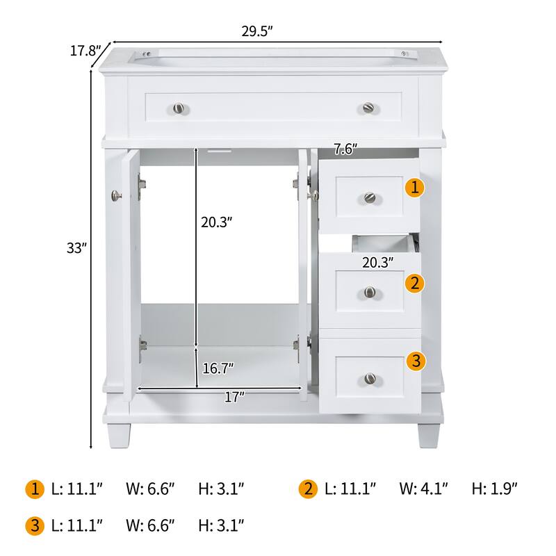 30" Free Standing Bathroom Vanity Cabinet