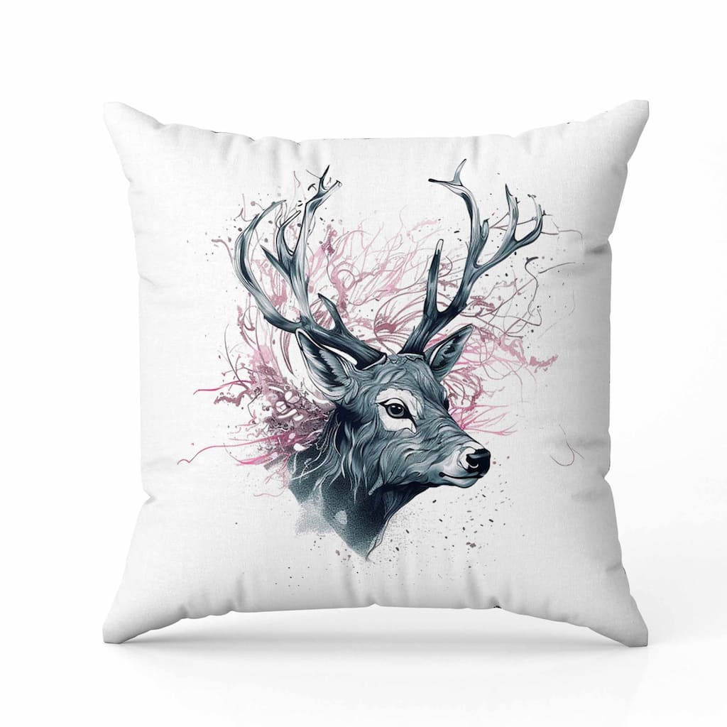 Leaf & Horn Harmony Faux Suede Reversible Throw Pillow White and Pink