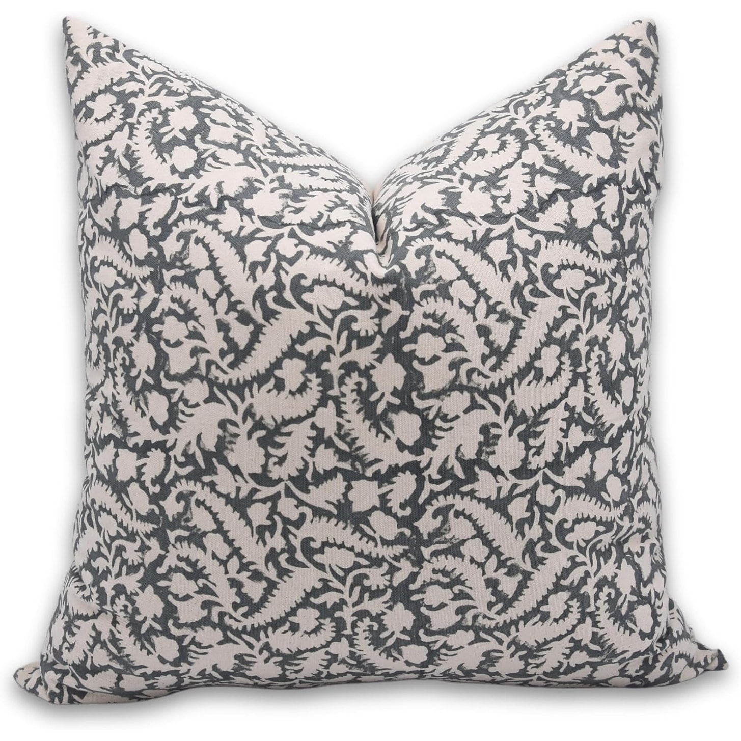 Fabdivine Cotton Black Hand Block Print Living Room, Patio Cushion Cover, Black Forest