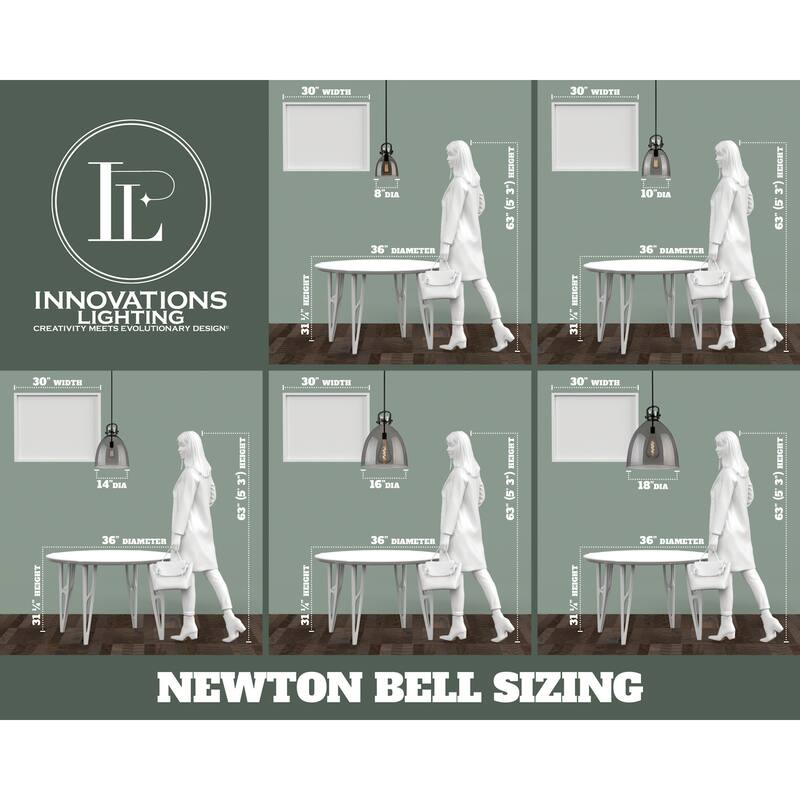 Innovations Lighting 410-1PS-10-8 Newton Bell Pendant Newton Bell 8"