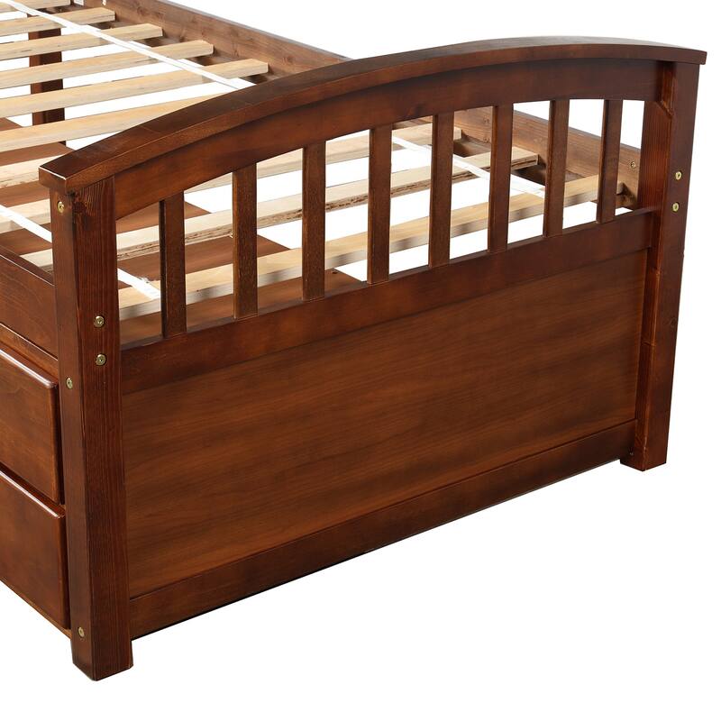 Twin Pine Platform Bed with 6 Drawers, Headboard & Footboard