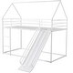 preview thumbnail 9 of 11, Stylish Twin over Twin Metal House Bunk Bed with Ladder and Slide - Space-Saving Solution for Kids' Bedrooms