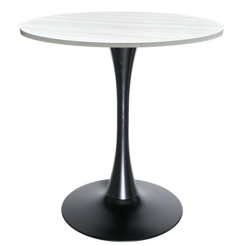 Bristol 27" Round Dining Table for 4, MDF Tabletop in Sleek Black Pedestal Base for Kitchen & Dining Room - 27.56"