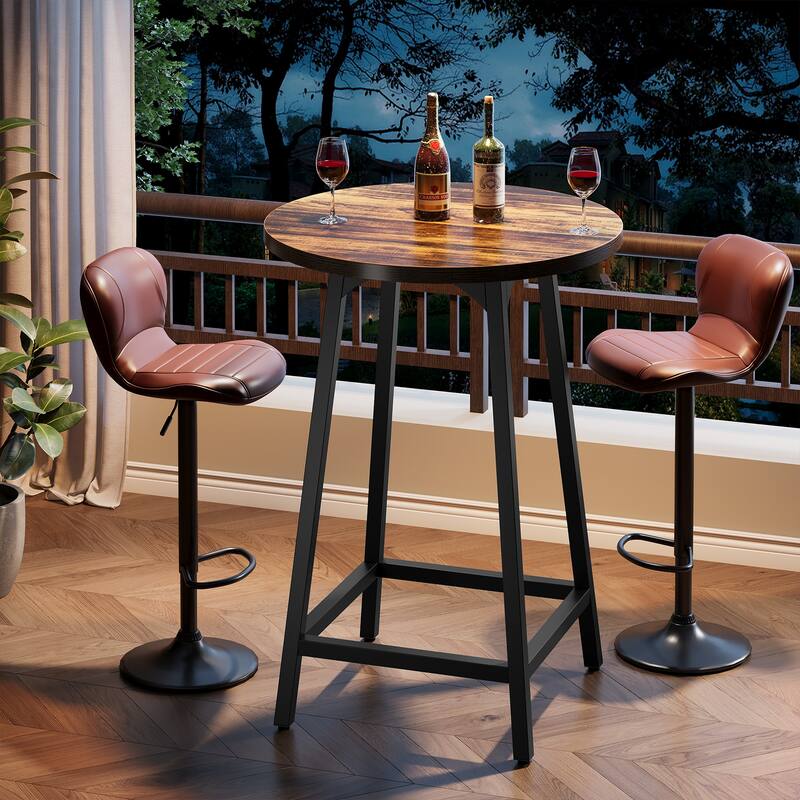 35.4'' High Top Bar Table, Small Round Cocktail Counter Height Table