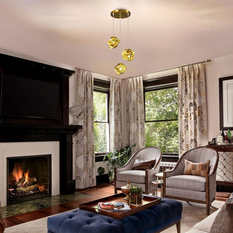 3 Light Pendant Lights Gold Island Lights Glass Metal Drop Lights Gold PL 2211