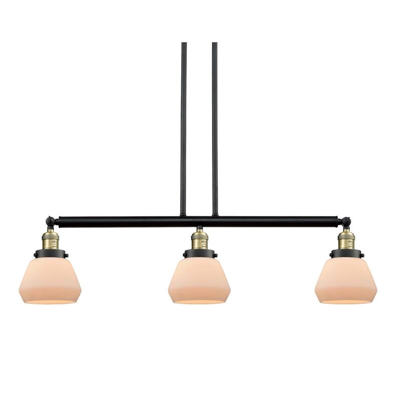 Innovations Lighting Fulton 3 Light 39" Wide Linear Chandelier - Black / Antique Brass / Matte White Cased