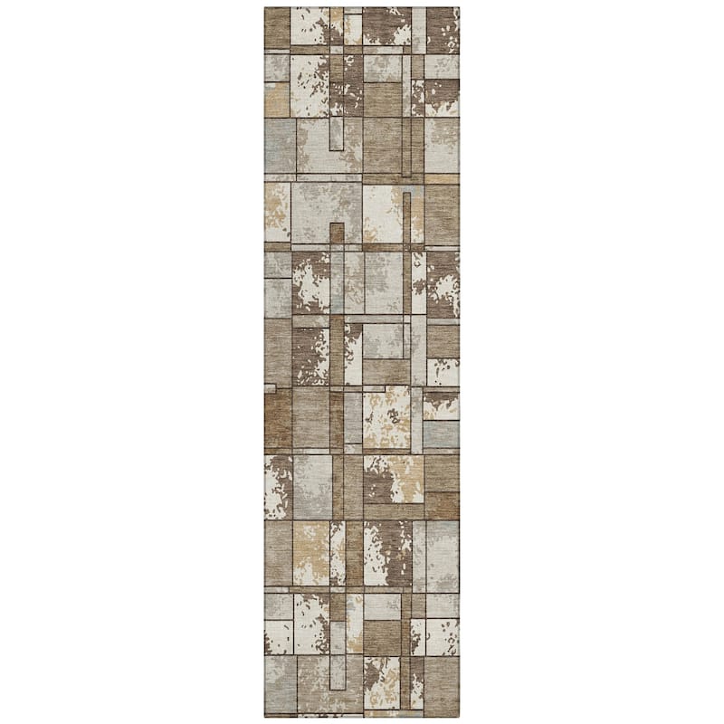 Machine Washable Indoor/ Outdoor Patchwork Chantille Rug