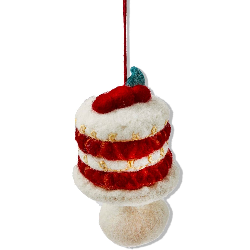 Holiday Layer Cake Ornament Multicolor Wool Tree Decoration 4.5 in H x 3 in L x 3 in W Perfect for Christmas