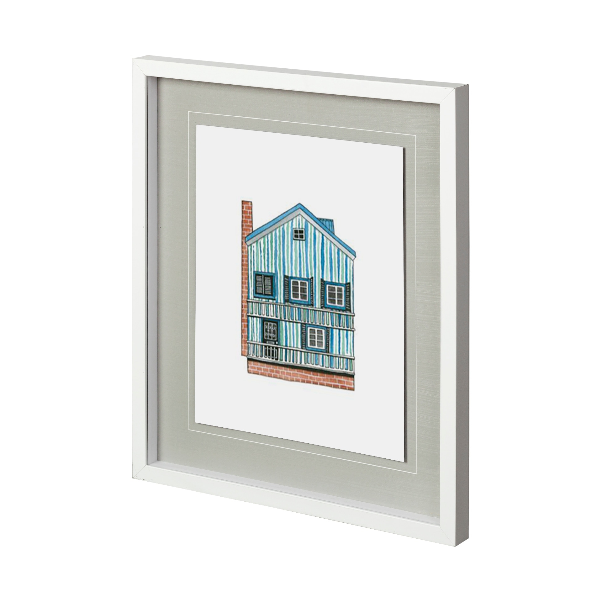 Mercana Petit Mansion V by Jones a Hand Embellished Textured Framed Art Print Matted under Glass