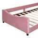 preview thumbnail 10 of 9, Twin Size Upholstered Daybed with Rabbit Ear Shaped Headboard, Velvet Platform Bed Frame for Girls-No Box Spring Required, Pink