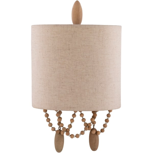 slide 2 of 5, Livabliss Ashwood Traditional Beaded 2-light Wall Sconce - 11"H x 9"W x 4"D 11"H x 9"W x 4"D - White