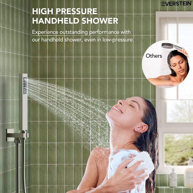 LCD Temperature Display 12" High-Pressure Shower System With Pressure Balancing Diverter Valve - 12-Inch