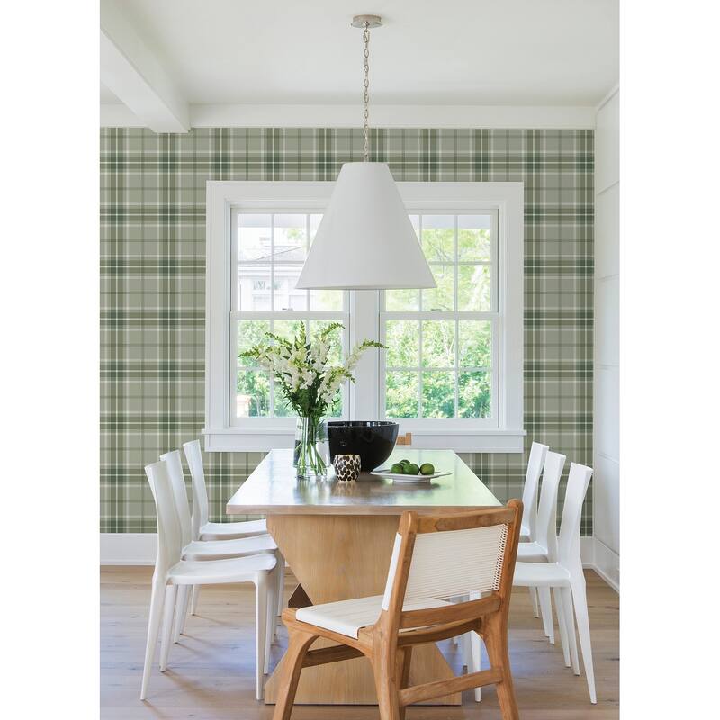 Advantage Sala Green Plaid Wallpaper