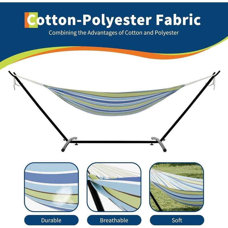 Double Hammock with Foldable Steel Frame for Garden Yard Outdoor 450 lbs Capacity - N/A