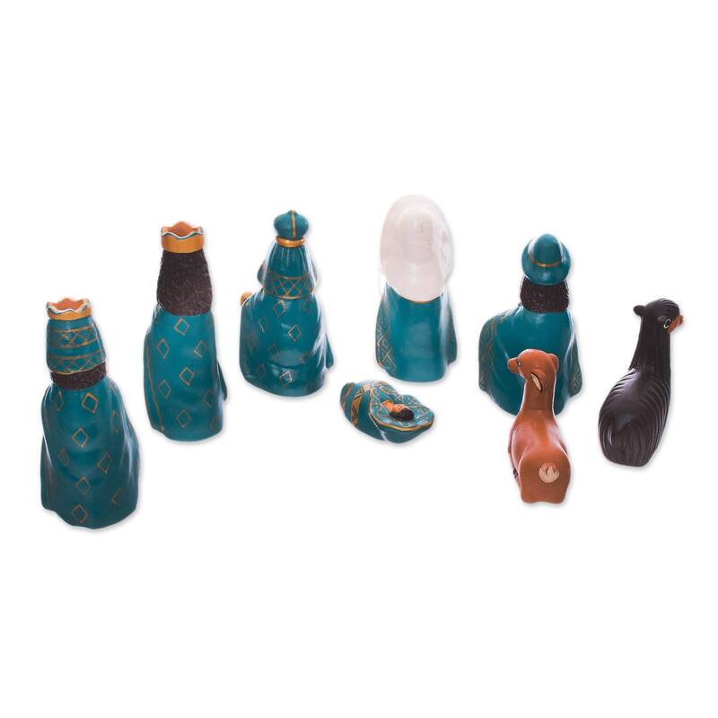 Handmade Ceramic Arrival of Jesus nativity scene (Peru)