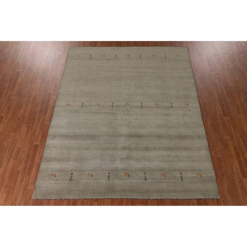 Tribal Gabbeh Oriental Area Rug Handmade Wool Carpet - 7'10" x 9'10"
