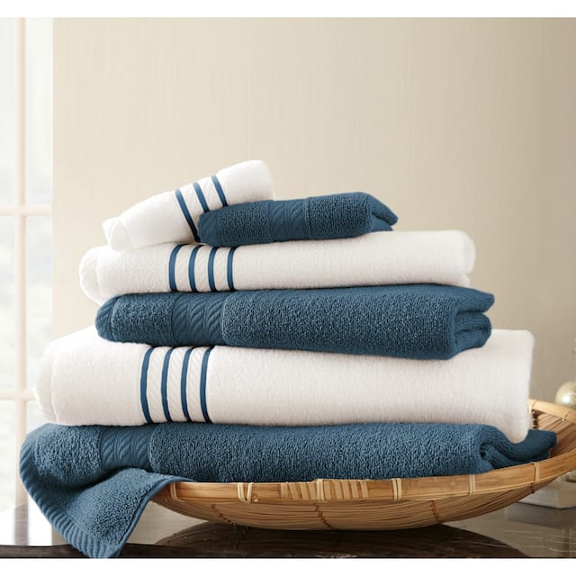 Modern Threads Quick Dry Stripe 6-piece Towel Set - Deep Sea