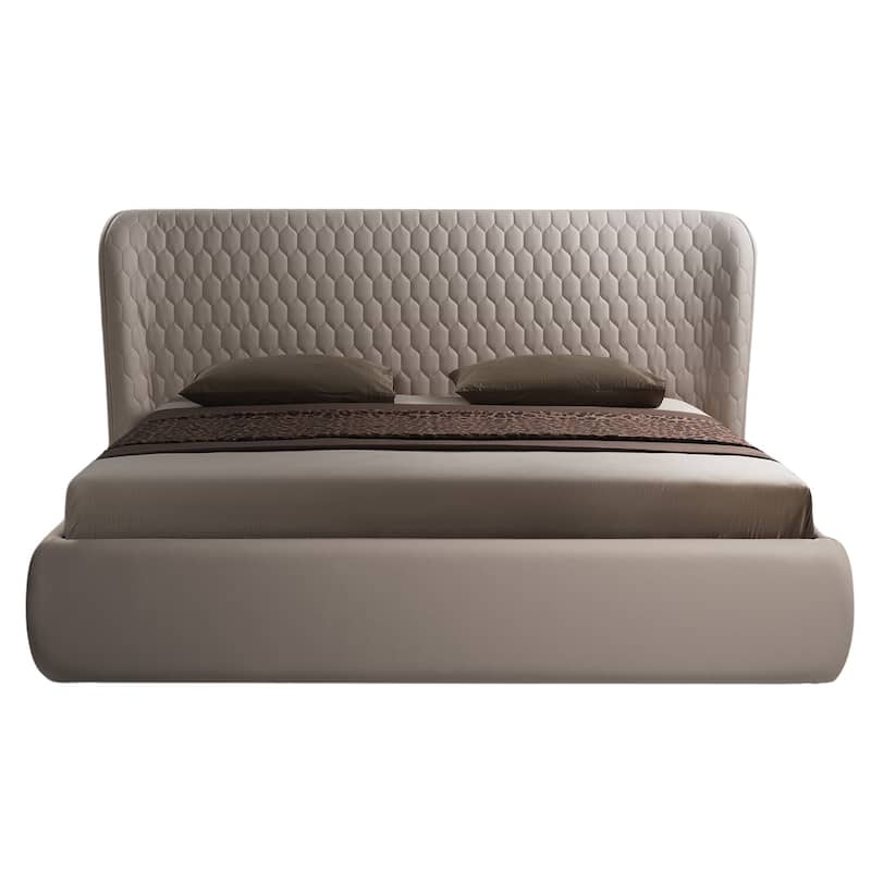 AGOURA bed in taupe pu with storage. - King