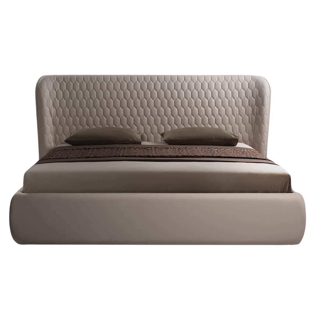 AGOURA bed in taupe pu with storage.