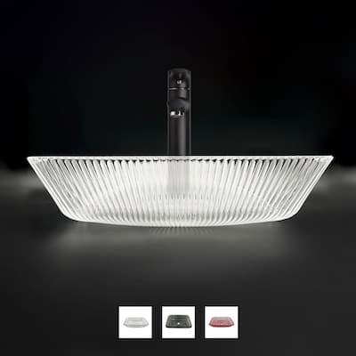 Charlie Tempered Glass Rectangular Bathroom Vessel Sink - 18"