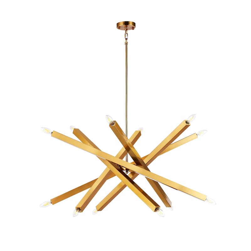 Sleek Viper Nordic Gold Sputnik 12 Light Modern Barre Chandelier