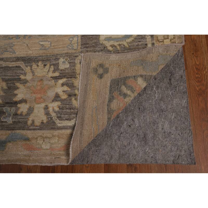 Beige Vegetable Dye Oushak Turkish Area Rug Hand-Knotted Wool Carpet - 9'4"x 11'10"