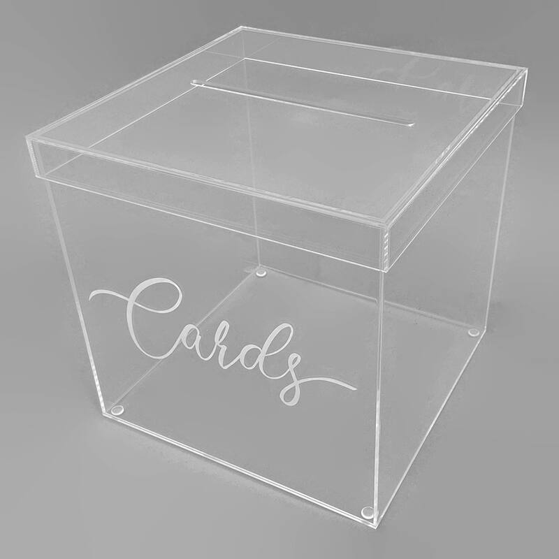 OnDisplay 10" Luxe Acrylic Clear Wedding Card Box w/Lid - Lucite Gift/Money Box