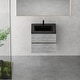 preview thumbnail 29 of 32, ABRUZZO Single Sink Wall Mount Floating Bath Vanity in Cement Grey with Black Quartz Sand Surface Top - 24"