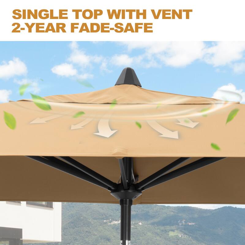 Pellebant Outdoor 9 x 5 FT Patio Market Umbrella Rectangular with Wheels Base