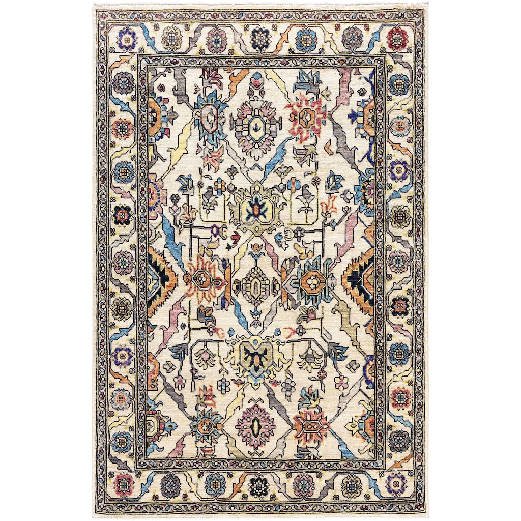 Serapi One-of-a-Kind Hand-Knotted Area Rug - Ivory - 4' 0" x 5' 11"