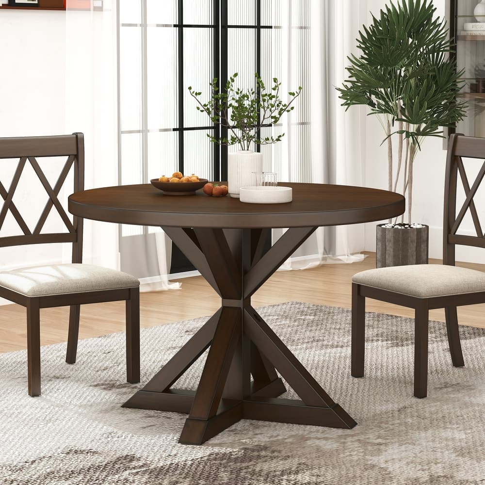 Roundhill Furniture Windvale Cross-Buck Base Dining Table