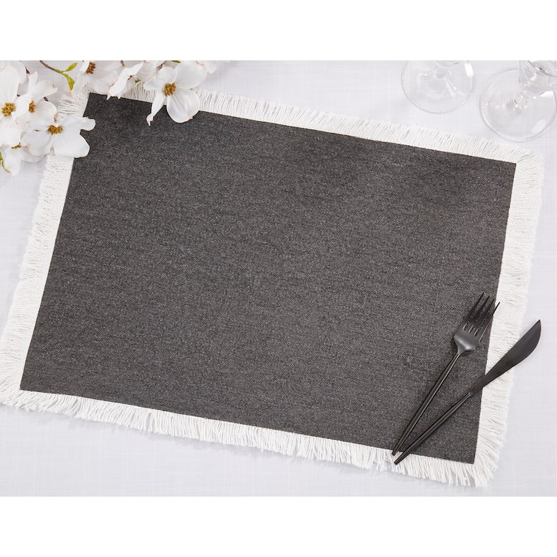 Cotton Placemats With Fringe Border Design (Set of 4)