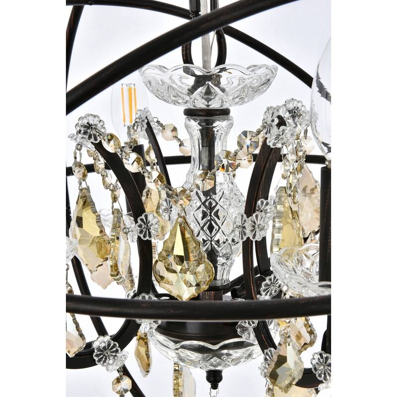 Royce Edge 4 light Dark Bronze Pendant - dark bronze (royal cut golden teak crystals)