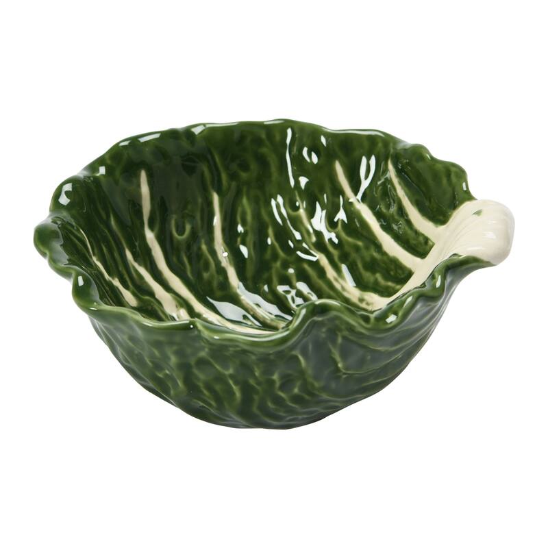 Hand-painted Cabbage Shaped Stoneware Bowls, Set of 4