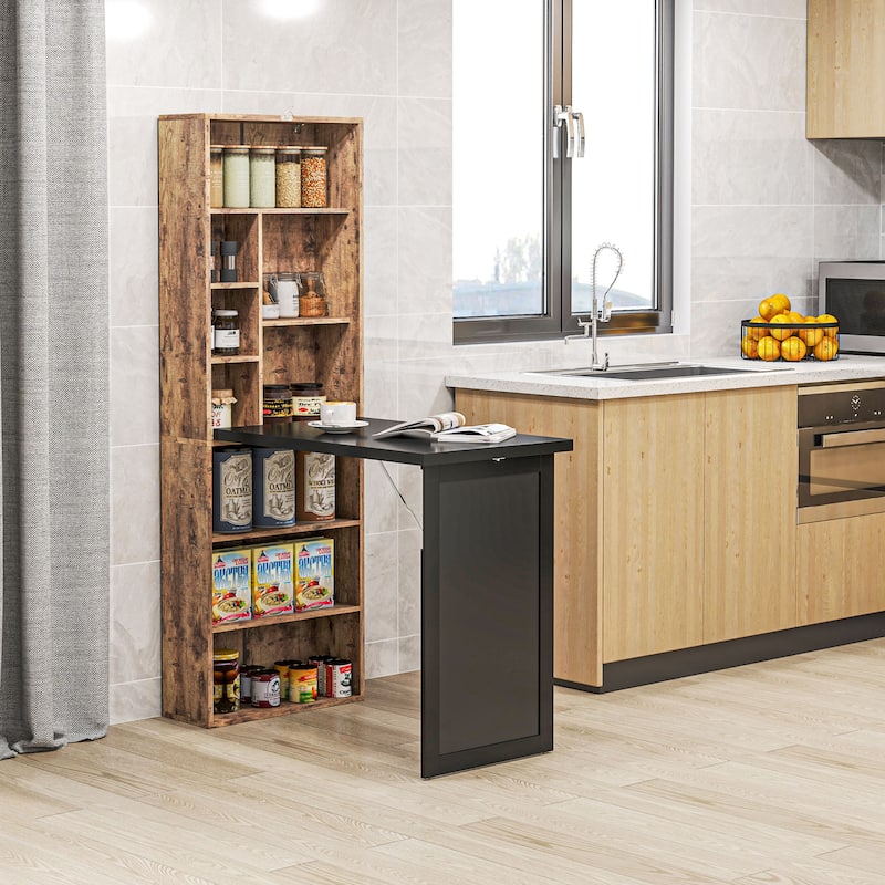 HOMCOM Convertible Folding Desk with Blackboard and Side Shelf Multi-Function Computer Office Workstation