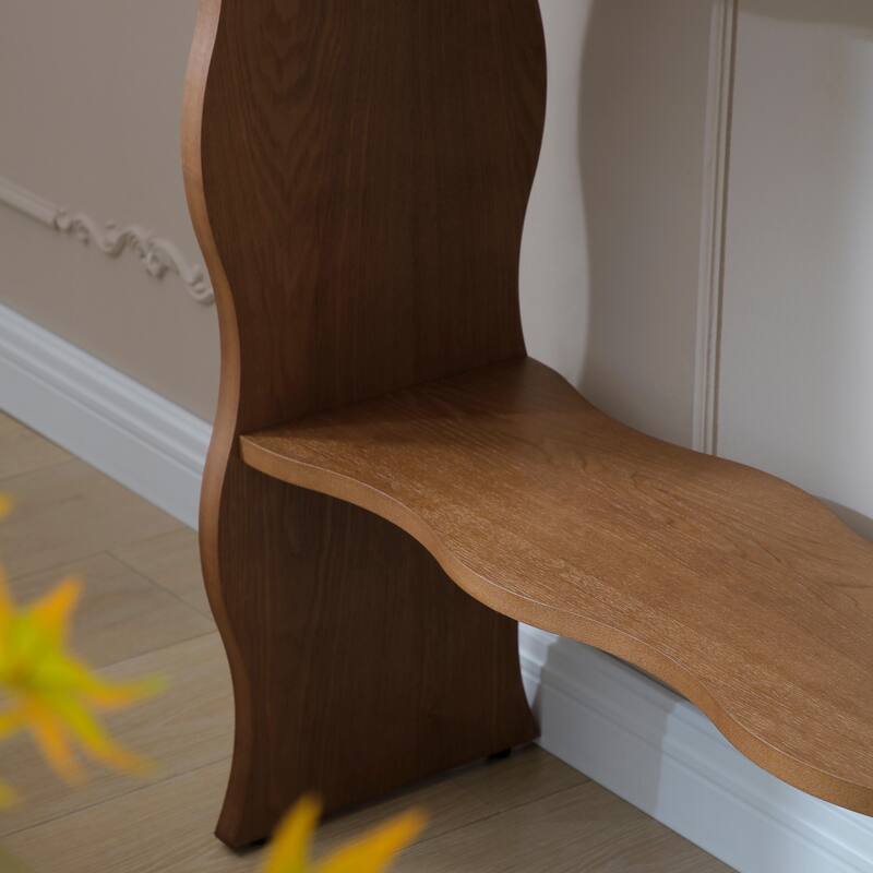 47.24" Whisper of Waves Modern Console Table / White Marble-Pattern Top, Solid Wood Veneered Sofa Table / Open Storage Shelf