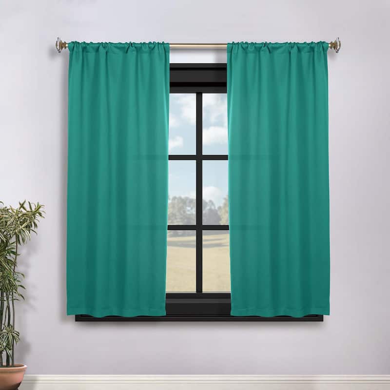 Superior Solid Machine Washable Room Darkening Semi-Blackout Curtains, Set of 2