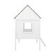 preview thumbnail 10 of 9, Twin Size Low Loft Bed with with Two Side Windows, House-shaped Bed with Ladder, Pine Wooden Bed with Guardrail, White+Brown