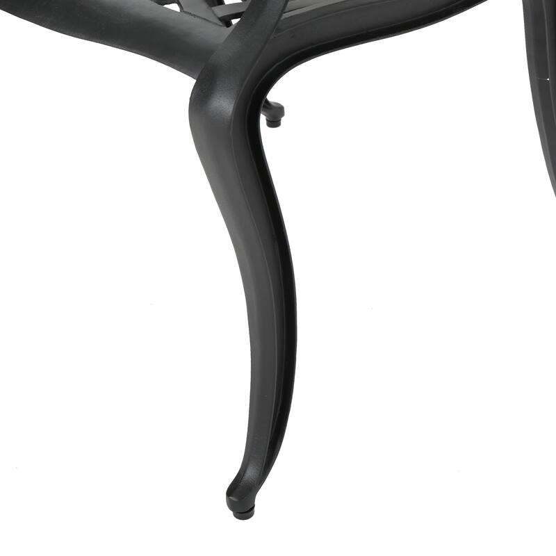 Roomfitters 5-Piece Cast Aluminum Outdoor Dining Set with Lattice Chairs, Durable Weather-Resistant Design, Black