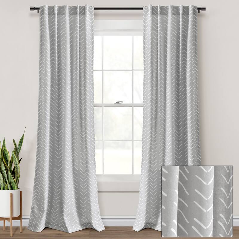Lush Decor Hygge Modern Arrow Linen Look Window Curtain Panels Set