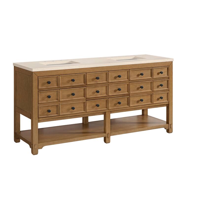 Malibu 72" Double Vanity Cabinet, Amber Birch