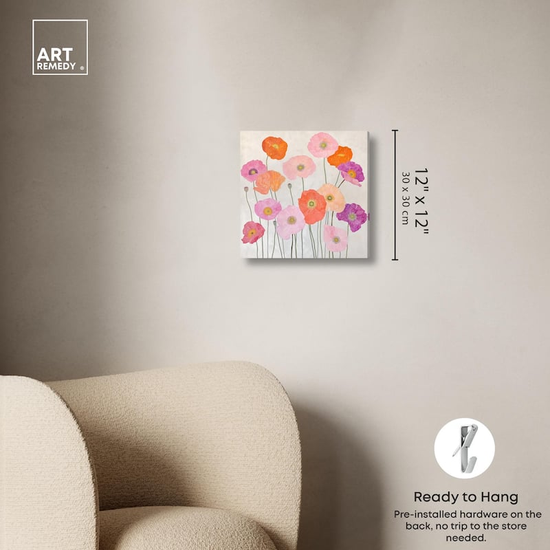 Sunset Poppy Chorus I Canvas by Art Remedy, Gallery Wrapped