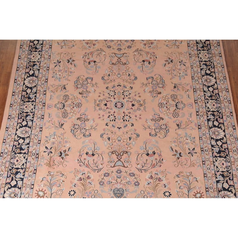 Pink Sarouk Oriental Area Rug Handmade Wool Carpet - 7'11"x 9'11"